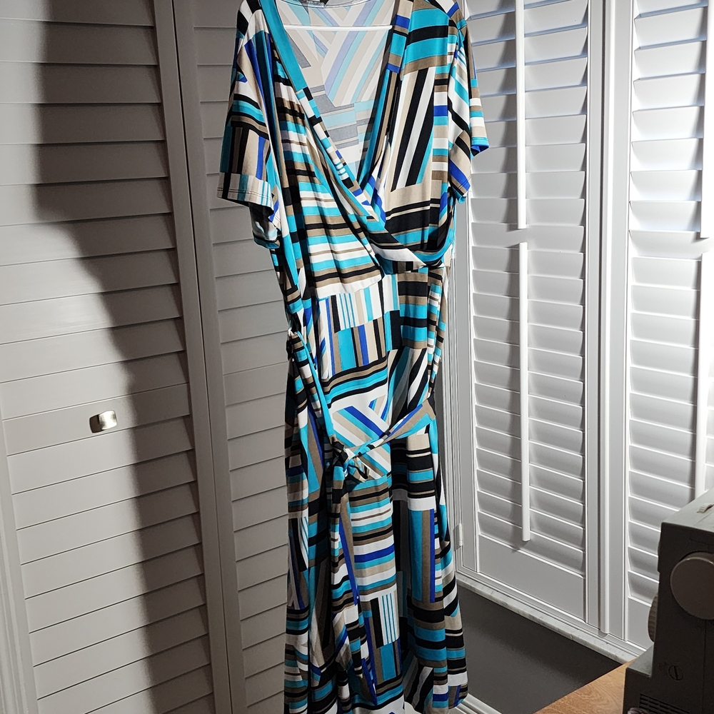 Avenue Blue and Black Striped Maxi Dress